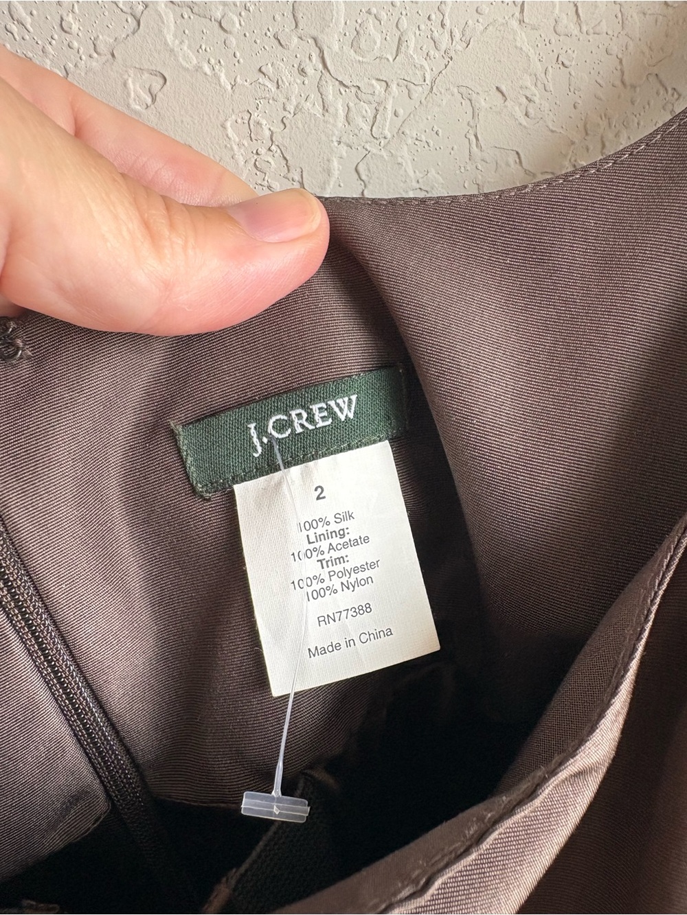 J.Crew 100% Silk Brown A-Line Cocktail Dress Size 2 Sleeveless Midi Fit & Flare - Picture 3 of 5